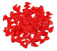 100 unids/Lote 2,5x2 cm Lazos de Cinta de poliéster Mini satén for Manualidades DIY Costura Fiesta hogar Decoraciones navideñas(Red)