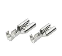 100 unids/lote 2,8/4,8/6,3mm conector de Terminal de engarzado hembra y macho juego de conectores de cable eléctrico de altavoz de coche plateado(4.8mm Female)