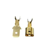 100 unids/lote 2,8/4,8/6,3mm conector de Terminal de engarzado hembra y macho latón dorado/plata 50 S(6)