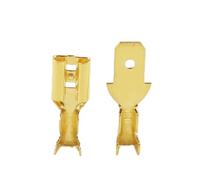 100 unids/lote 2,8/4,8/6,3mm Terminal de engarzado conector macho hembra latón dorado/pala plateada conectores cable eléctrico altavoz coche 50 S(4.8 Male Female)