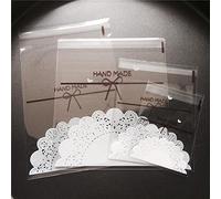 100 unids/lote 4 tamaños lazo transparente encaje autoadhesivo galleta bolsa de embalaje boda caramelo regalo decoración bolsa-10x10 cm