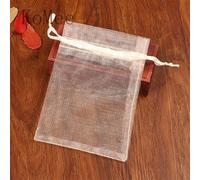 100 Unids/lote 7x9 9x12 cm Pequeñas Bolsas de Organza Favor de Fiesta de Boda Bolsa de Regalo de Dulces Bonita Bolsa con Cordón Bolsita Bolsas de Embalaje de Joyería-Champán-7x9cm
