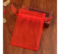 100 Unids/lote 7x9 9x12 cm Pequeñas Bolsas de Organza Favor de Fiesta de Boda Bolsa de Regalo de Dulces Bonita Bolsa con Cordón Bolsita Bolsas de Embalaje de Joyería-Rojo-5x7cm