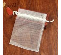 100 Unids/lote 7x9 9x12 cm Pequeñas Bolsas de Organza Favor de Fiesta de Boda Bolsa de Regalo de Dulces Bonita Bolsa con Cordón Bolsita Bolsas de Embalaje de Joyería-Beige-9x12cm