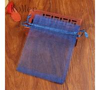 100 Unids/lote 7x9 9x12 cm Pequeñas Bolsas de Organza Favor de Fiesta de Boda Bolsa de Regalo de Dulces Bonita Bolsa con Cordón Bolsita Bolsas de Embalaje de Joyería-Marina-7x9cm
