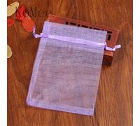100 Unids/lote 7x9 9x12 cm Pequeñas Bolsas de Organza Favor de Fiesta de Boda Bolsa de Regalo de Dulces Bonita Bolsa con Cordón Bolsita Bolsas de Embalaje de Joyería-Púrpura-5x7cm