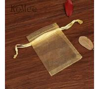 100 Unids/lote 7x9 9x12 cm Pequeñas Bolsas de Organza Favor de Fiesta de Boda Bolsa de Regalo de Dulces Bonita Bolsa con Cordón Bolsita Bolsas de Embalaje de Joyería-Oro-7x9cm