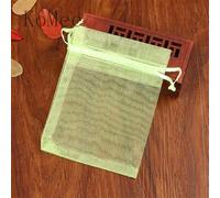 100 Unids/lote 7x9 9x12 cm Pequeñas Bolsas de Organza Favor de Fiesta de Boda Bolsa de Regalo de Dulces Bonita Bolsa con Cordón Bolsita Bolsas de Embalaje de Joyería-Verde Claro-5x7cm