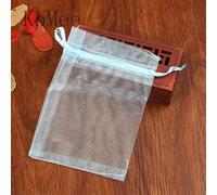 100 Unids/lote 7x9 9x12 cm Pequeñas Bolsas de Organza Favor de Fiesta de Boda Bolsa de Regalo de Dulces Bonita Bolsa con Cordón Bolsita Bolsas de Embalaje de Joyería-Azul Claro-7x9cm