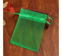 100 Unids/lote 7x9 9x12cm Pequeñas Bolsas de Organza Favor de Fiesta de Boda Bolsa de Regalo de Dulces Bonita Bolsa con Cordón Bolsita Bolsas de Embalaje de Joyería-Verde Oscuro-9x12cm