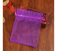 100 Unids/lote 7x9 9x12cm Pequeñas Bolsas de Organza Favor de Fiesta de Bodas Bolsa de Regalo de Dulces Bonita Bolsa con Cordón Bolsita Bolsas de Embalaje de Joyería-Púrpura Profundo-9x12cm