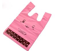 100 unids/lote bolsas de compras de supermercado nuevas bolsas de chaleco de material bolsas de cosméticos de regalo bolsa de embalaje de alimentos-rosa, M 24x42 CM 100 Uds