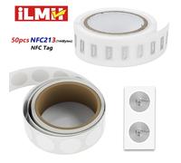 100 unids/lote etiqueta adhesiva NFC 13,56 MHz ISO14443A 213 pegatinas etiqueta Universal Ntag213 RFID para todos los teléfonos habilitados para NFC 10 PCS Ntag 213 Wet
