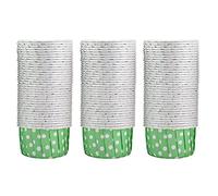 100 UNIDS Mini Cupcake Liners Papel Redondo Pastel Tazas para Hornear Muffins Casos Boda Hogar Fiesta Decoraciones Rosa Azul Verde Papel Recubierto de Grado Alimenticio 58mm (Lunares Verdes)