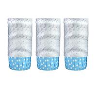 100 UNIDS Mini Cupcake Liners Papel Redondo Pastel Tazas para Hornear Muffins Casos Boda Hogar Fiesta Decoraciones Rosa Azul Verde Papel Recubierto de Grado Alimenticio 58mm (lunares azules)
