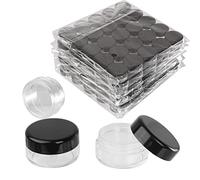 100 unids vacío 10g claro redondo pequeño frasco cosmético frasco contenedores para maquillaje bálsamo labial muestra en polvo al por mayor a granel tarros de crema de 0.3 oz con tapas negras envase