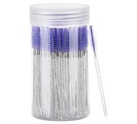 100 varillas de rímel desechables, cepillos de pestañas con contenedor, cepillo de cejas de cristal para extensiones de pestañas (morado)