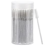 100 varitas de rímel desechables, cepillo de cejas de cristal para extensiones de pestañas, cepillos de pestañas con contenedor (blanco)