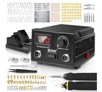 100 W 165 piezas pirograbado estación de pirograbado y juego de soldador, 5 puntas de soldadura y 2 x lápiz, quemador de leña, grabador de pirograbado, estación de soldadura para madera, cuero y