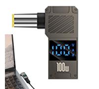 100 W PD Type-C a DC Charging Adapter - Zinc Alloy Converter Tip | to DC Barrel Jack Interface with Digital Display, Fast Power Supply for Laptops, Routers, Battery Packs, and More