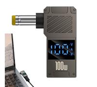 100 W PD Type-C a DC Charging Adapter - Zinc Alloy Converter Tip | to DC Barrel Jack Interface with Digital Display, Fast Power Supply for Laptops, Routers, Battery Packs, and More