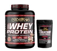 100% Whey Protein King Nutrition Proteina Concetrada (Fresa Banana, 2000gr + Creatina 500gr)