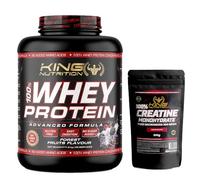100% Whey Protein King Nutrition Proteina Concetrada (Frutos del bosque, 2000gr + Creatina 500gr)
