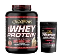 100% Whey Protein King Nutrition Proteina Concetrada (Vainilla Canela, 2000gr + Creatina 500gr)
