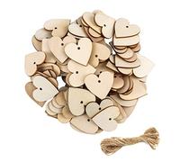 100 x Corazones de Madera 40 mm Adornos Corazon sin Acabad