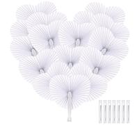 100 x Wedding Fans in Heart Shape, White - Beautiful Heart Fan as Wedding Decoration or Giveaway for Guests