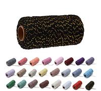 100 Yardas/2 mm Cuerda de algodón Colorida artesanía, cordón para Tejer la Cuerda para Embalaje de Regalo Artesanal (Oro y Negro)