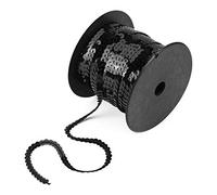 100 Yardas Lentejuelas Negras para Coser, 6 mm Tira Lentejuelas Negra Lentejuelas para Coser Negras, Rollo de Lentejuelas para Ropa, Joyas, Disfraces, Costura, Adornos, Cintas, DIY, Manualidades
