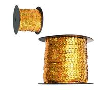 100 Yardas Rollo de Lentejuelas, Cinta de Lentejuelas para Adornos de Vestido, 6mm Tira de Lentejuelas, Adorno de Lentejuelas Colorida para Proyecto de Manualidades de Bricolaje (Oro láser)