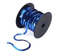 100 Yardas Rollo de Lentejuelas, Cintas para Lentejuelas Adorno de Lentejuelas de Lentejuelas Planas Tira de Lentejuelas Redondas de 6 mm Cinta de Lentejuelas para Adornos de Vestido (Blue)