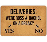 100 Yeah Funny Felpudo con texto en inglés "were Ross and Rachel On A Break", antideslizante, para puerta delantera, jardín, cocina, dormitorio, 23.6 x 15.7 pulgadas (BUY004)