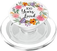 100 Years Loved 100th Birthday Floral 100 Year Old Men Women PopSockets PopGrip para MagSafe