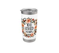 100 Years Loved 100th Birthday funny 100 Year Old Women's Vaso térmico de acero inoxidable de doble pared
