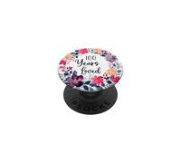 100 Years Loved Floral 100th Birthday Men Women Anniversary PopSockets PopGrip Adhesivo