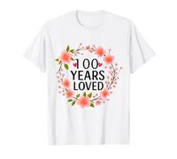 100 Years Loved Floral 100th Birthday Women 100 Years Old Camiseta