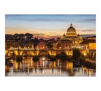 1000(70x50cm) piezas de rompecabezas para adultos, el viejo puente de San Ángel y la Basílica de San Pedro en la Ciudad del Vaticano, Italia