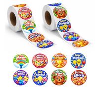 1000 calcomanías de recompensa (2 rollos) - Pegatinas motivacionales redondas de 1.2 pulgadas, bonitas etiquetas de aliento para profesores, suministros para el aula, tabla de comportamiento, escuela