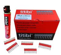 1000 clavos de vaca + Bote de gas para clavadoras: Titibi Prima, Spit Pulse 1000 - Hitachi - Bea -Senco - Otro (botella P900: 152 mm, 40 g, 70 ml, clavo: Ø2,6 x 30 mm)