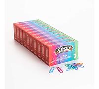 1000 clips de colores plastificados Leone Dell'Era n.º 3 - mm. 28 - Taco de 10 cajas de 100 uds. - Fabricado en Italia.