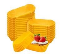 1000 Count Oval Pan Liner for Baking, Papel de Parchment desechable para Magdalena Muffin (Yellow, L)