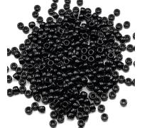1000 Cuentas Acrílicas Negras Cristales Bolitas para Pony, 6 x 9 mm, para Manualidades, Pulseras, Collares, Joyas, Pendientes, Trenzas de Pelo (Negro)