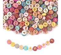 1000 cuentas de alfabetos con letras perforadas, cuentas sueltas, redondas, cuentas para manualidades, adecuadas para collares, pulseras, accesorios hechos a mano, artesanías (multicolores)