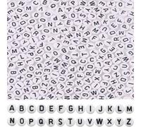 1000 Cuentas de Letras De La A a La Z, Suiyeejan 4 x 7 mm Cuentas de Letras Para Pulsera Cuentas Coloridas, Perlas Acrílicas Redondas Para Pulseras, Joyas, Colgantes, Accesorios, Negro