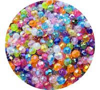 1000 cuentas espaciadoras acrílicas facetadas de 6 mm, color AB, cuentas sueltas redondas brillantes para hacer joyas, pulseras, collares, aretes, adornos, campanillas de viento, llaveros (multicolor)