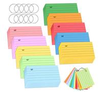 1000 Flashcards A8 Tarjetas Estudio Tarjetas Vocabulario Tarjeta Notas con 10 Anillas de Encuadernación 10 Colores Tarjetas Indice 7.4 x 5.1cm