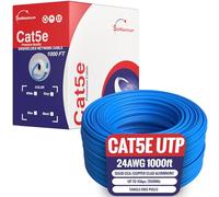 1000 ft cat5e UTP/FTP Solid, 350 MHz Cable de Lan Ethernet 24 AWG alambre grueso - Cable de red RJ45 azul Unshielded (UTP)